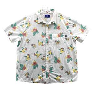 Aftco Shirt XX-Large White Floral Hawaiian Fishing Short Sleeve Button Down Mens